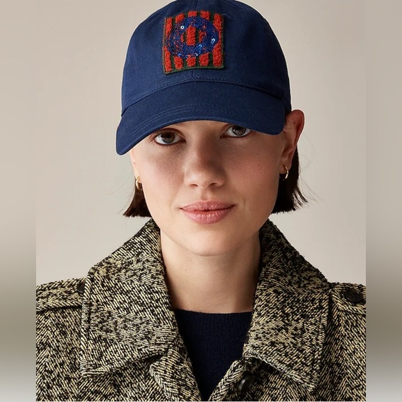 NEW J. Crew X Christopher John Rogers Women's Navy Blue Sequin Baseball Hat OS - Picture 1 of 6